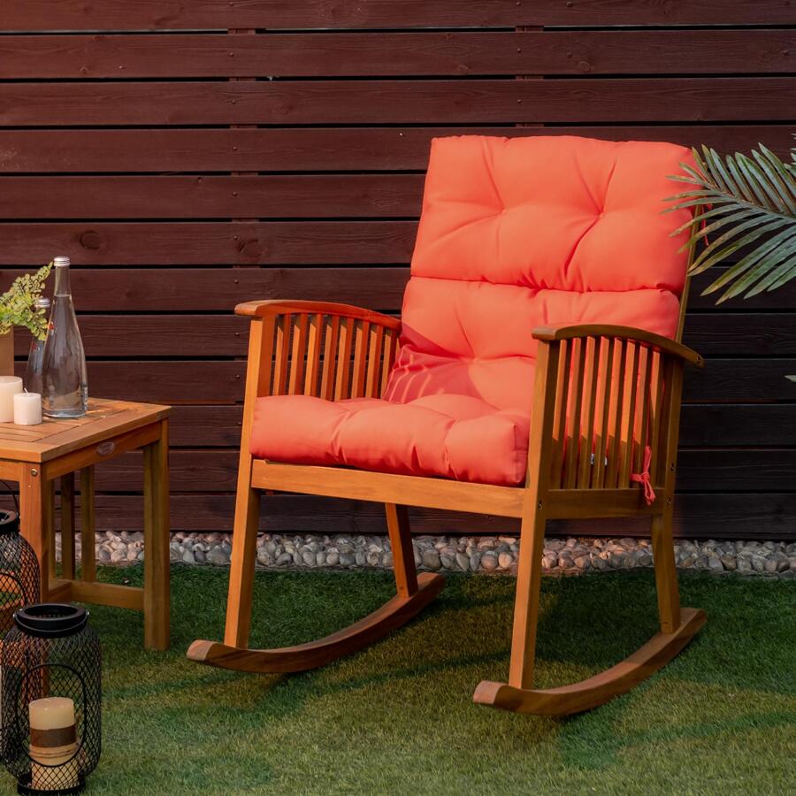 COSTWAY 22''x44'' Back Chair Cushion Tufted Pillow Patio Seating Pad Orange - Orange - View 1
