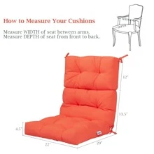 COSTWAY 22''x44'' Back Chair Cushion Tufted Pillow Patio Seating Pad Orange - Orange - View 3