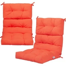 COSTWAY 22''x44'' Back Chair Cushion Tufted Pillow Patio Seating Pad Orange - Orange - View 9