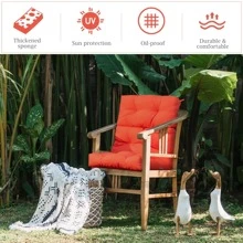 COSTWAY 22''x44'' Back Chair Cushion Tufted Pillow Patio Seating Pad Orange - Orange - View 6