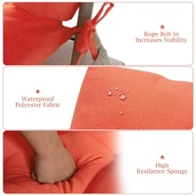 COSTWAY 22''x44'' Back Chair Cushion Tufted Pillow Patio Seating Pad Orange - Orange - View 8