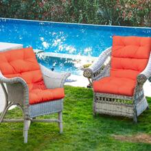 COSTWAY 22''x44'' Back Chair Cushion Tufted Pillow Patio Seating Pad Orange - Orange - View 5