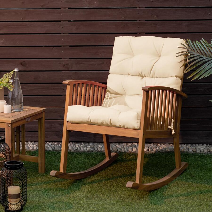 COSTWAY 22'' X44'' Indoor Outdoor Back Chair Cushion Tufted Pillow Patio Seating Pad Beige - 米色 - 查看 1