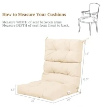 COSTWAY 22'' X44'' Indoor Outdoor Back Chair Cushion Tufted Pillow Patio Seating Pad Beige - 米色 - 查看 3
