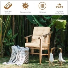 COSTWAY 22'' X44'' Indoor Outdoor Back Chair Cushion Tufted Pillow Patio Seating Pad Beige - 米色 - 查看 4