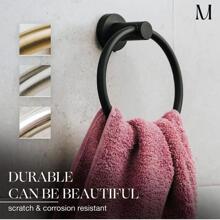 1pc Stainless Steel Towel Bar, Simple Plain Wall Mounted Bathroom Towel Bar Rack For Home - Black - View 4