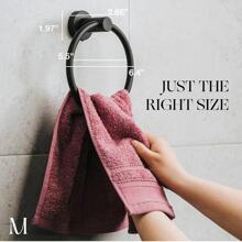 1pc Stainless Steel Towel Bar, Simple Plain Wall Mounted Bathroom Towel Bar Rack For Home - Black - View 2