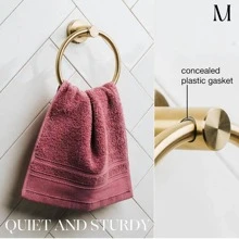 1 Thanh Treo Khăn Bằng Thép Không Gỉ, Đồng Bằng Đơn Giản Treo Tường Nhà Tắm Giá Treo Khăn Cho Gia Đình - Vàng - Xem 6