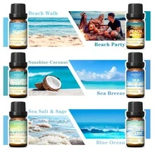 Premium 6 Fragrance Oil Set Gold Coast Diffuser Aromatherapy Lotion Candle Soap Perfume Essential Oil Gift Kit Skin Care Hair Bath Summer SPA Home Fragrance For Father's Mother's Day Valentine Sunshine Coconut,Sea Salt & Sage,Beach Party,Blue Ocean - 淺藍色 - 查看 2