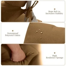 COSTWAY 22'' X44'' Indoor Outdoor Back Chair Cushion Tufted Pillow Patio Seating Pad Brown - 棕色 - 查看 6