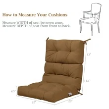 COSTWAY 22'' X44'' Indoor Outdoor Back Chair Cushion Tufted Pillow Patio Seating Pad Brown - 棕色 - 查看 3