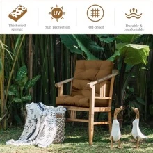 COSTWAY 22'' X44'' Indoor Outdoor Back Chair Cushion Tufted Pillow Patio Seating Pad Brown - 棕色 - 查看 4