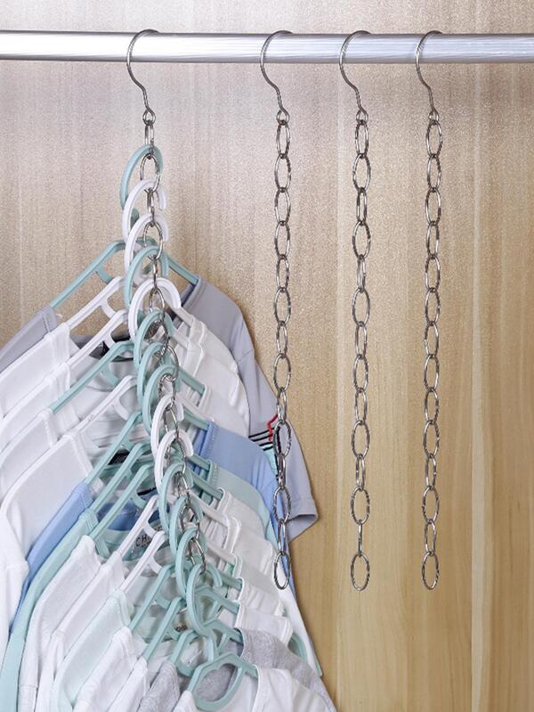 1pc Stainless Steel Chain Hanging Storage Rack, Simple Chain Design Clothes Hanger Storage Hanger For Bed Room Decorations Decor Festival Decor Room Decor Home Decor Bed Room Decor Dress Pants Shoes Jeans Boots Skirt Bedroom, Organizer, Home Storage, White T Shirt Women, Black Pants Women, Ladies Winter Clothes, Dress,