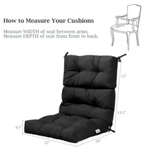 COSTWAY 22'' X44'' Indoor Outdoor Back Chair Cushion Tufted Pillow Patio Seating Pad Black - 黑色 - 查看 3
