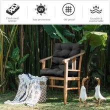 COSTWAY 22'' X44'' Indoor Outdoor Back Chair Cushion Tufted Pillow Patio Seating Pad Black - 黑色 - 查看 4