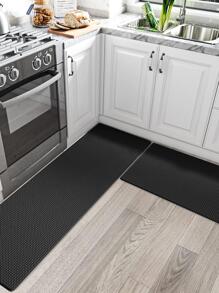 1pc Simple Black Durable Mat, Polyester Waterproof Anti-slip Floor Mat For Household - Black - View 2