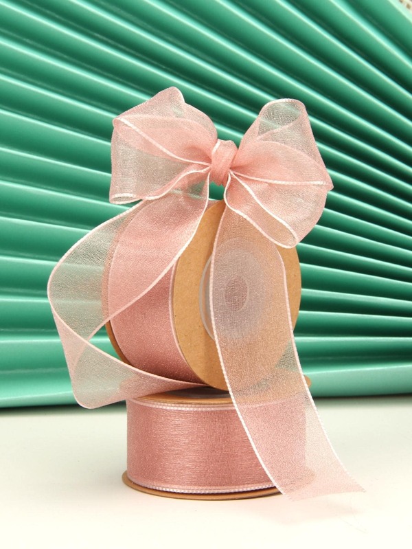 1roll Plain Gift Wrapping Ribbon, Simple Plain Color Gift Tape For Party, Holiday,Christmas