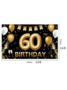 1 Chữ Đồ Họa Trang Trí Phông Nền, Treo Polyester Biểu Ngữ Cho Sinh Nhật Lần Thứ 60 - Nhiều màu - Xem 3