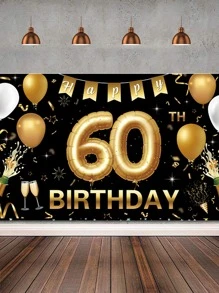 1 Chữ Đồ Họa Trang Trí Phông Nền, Treo Polyester Biểu Ngữ Cho Sinh Nhật Lần Thứ 60 - Nhiều màu - Xem 2