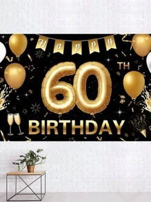 1 Chữ Đồ Họa Trang Trí Phông Nền, Treo Polyester Biểu Ngữ Cho Sinh Nhật Lần Thứ 60 - Nhiều màu - Xem 1