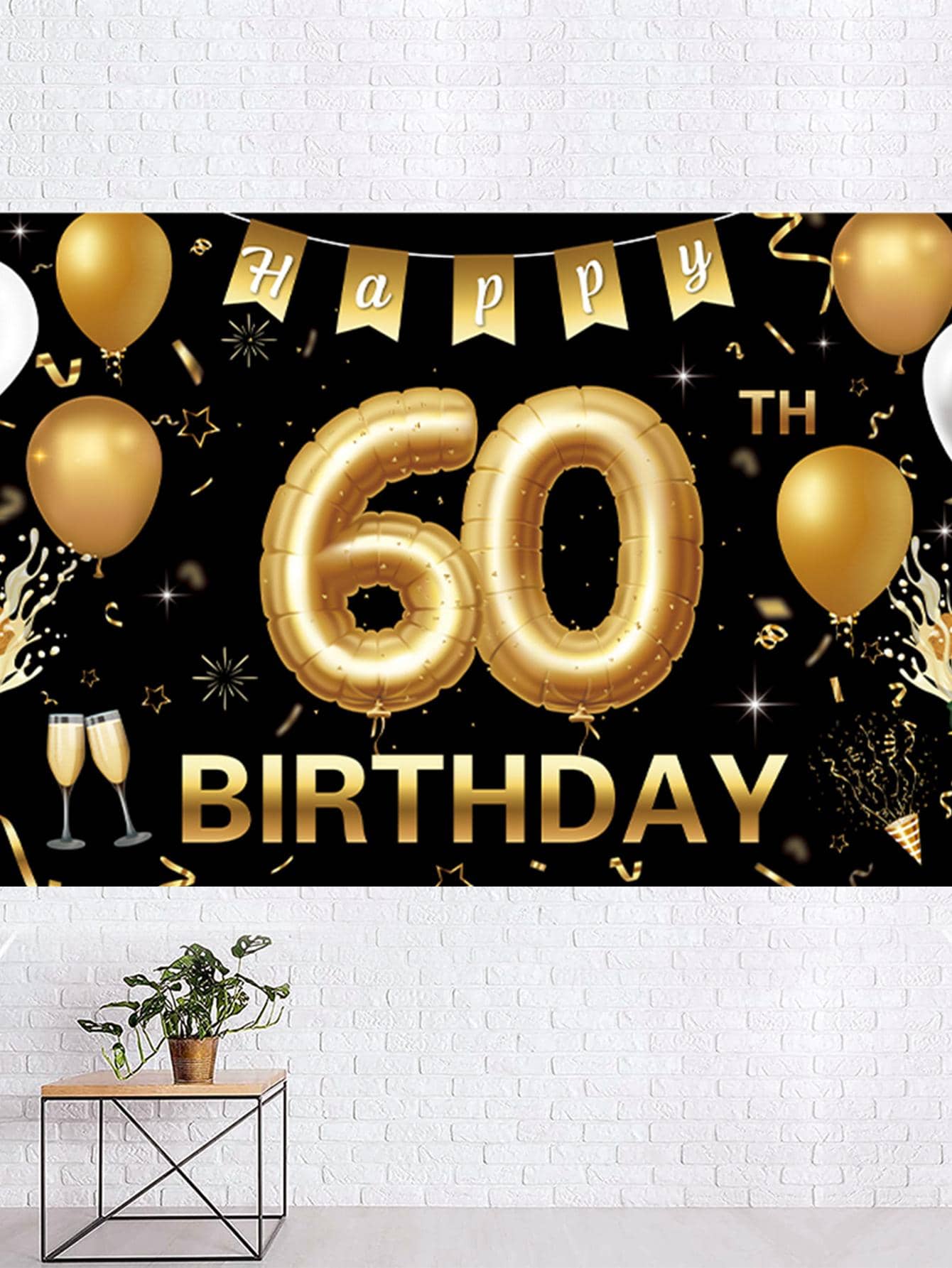 1 Chữ Đồ Họa Trang Trí Phông Nền, Treo Polyester Biểu Ngữ Cho Sinh Nhật Lần Thứ 60 - Nhiều màu - Xem 1