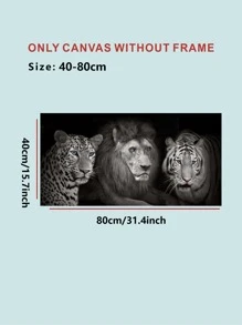 1pc Lion & Tiger Print Unframed Painting, Modern Animal Print Wall Art Painting For Home Wall Decor - Multicolor - View 5