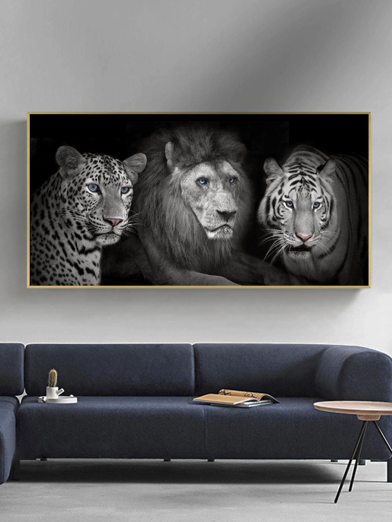 1pc Lion & Tiger Print Unframed Painting, Modern Animal Print Wall Art Painting For Home Wall Decor - Multicolor - View 1