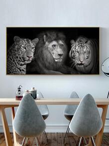 1pc Lion & Tiger Print Unframed Painting, Modern Animal Print Wall Art Painting For Home Wall Decor - Multicolor - View 2