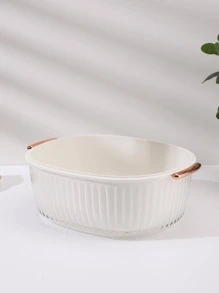 1pc PVC Drain Basket, Modern White Clear Double-layer Fruit And Vegetable Drain Basket For Kitchen - White - View 2
