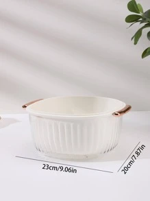 1pc PVC Drain Basket, Modern White Clear Double-layer Fruit And Vegetable Drain Basket For Kitchen - White - View 10