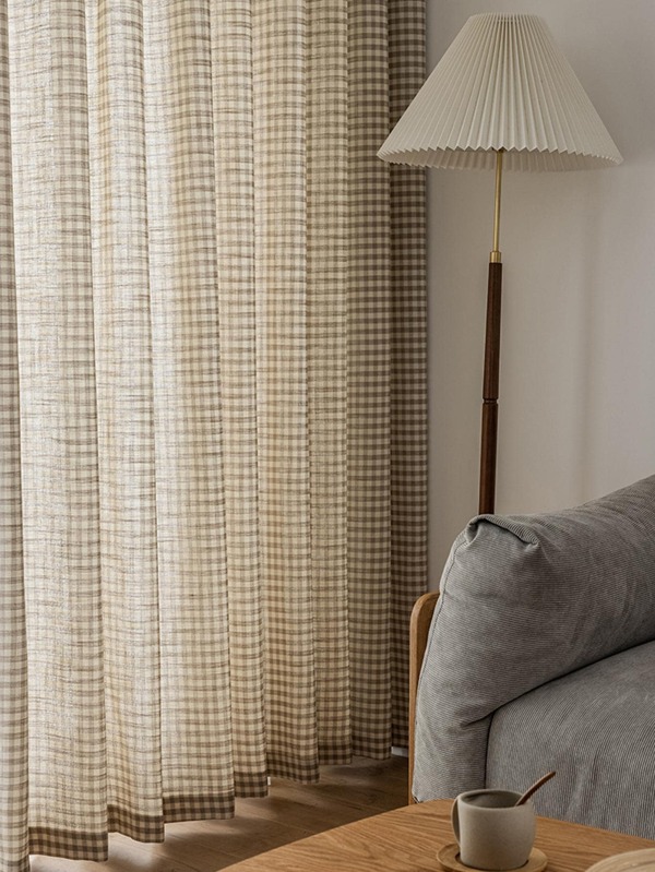 Gingham Pattern Single Panel Curtain, Modern Geometric Pattern Curtain
