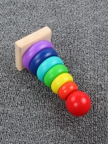 1件套撞色現代顏色堆疊玩具適用於嬰兒 - 彩色 - 查看 4