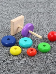 1件套撞色現代顏色堆疊玩具適用於嬰兒 - 彩色 - 查看 3