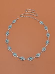 1 件女式绿松石装饰波西米亚链条腰带，适用于万圣节夏季、秋季、秋季、万圣节礼服装饰 - 銀色 - 查看 1