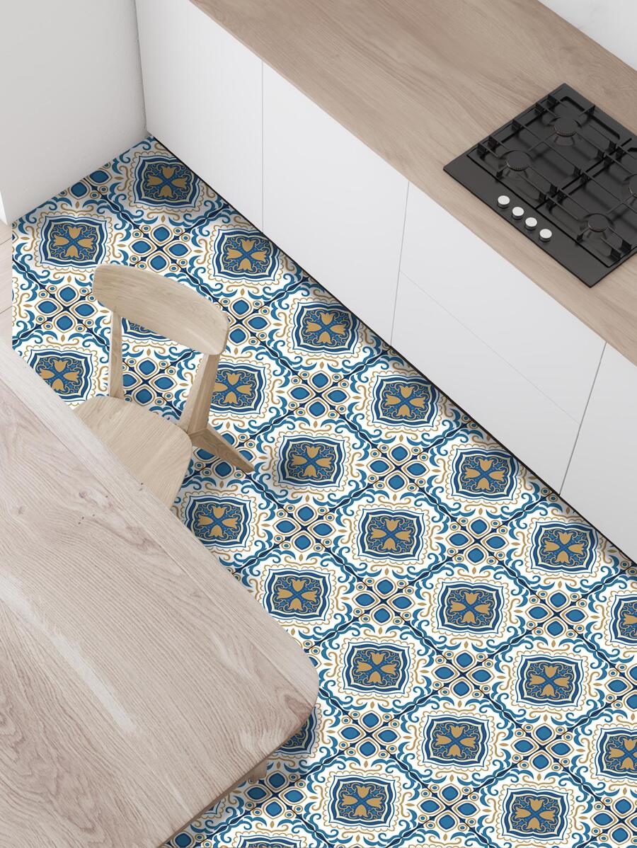 12pcs Vintage Mandala Pattern Waterproof Floor Sticker, PVC Self-adhesive Floor Decorative Sticker For Home Decor - Multicolor - View 1