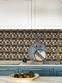 10pcs/Set Mosaic Pattern Wall Tile Sticker, Modern Color Block PVC Peel And Stick Backsplash Tile For Household, Renovation Stickers Peel Wall Panels, Wall Paper, Wallpapers, Spring Decoration Items Refresh Your Home, Rama Decoration Stickers