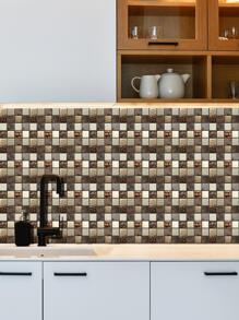 10pcs/Set Mosaic Pattern Wall Tile Sticker, Modern Color Block PVC Peel And Stick Backsplash Tile For Household, Renovation Stickers Peel Wall Panels, Wall Paper, Wallpapers, Spring Decoration Items Refresh Your Home, Rama Decoration Stickers