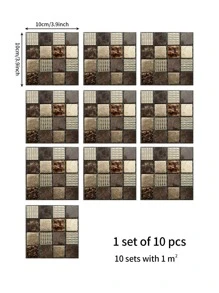 10pcs/Set Mosaic Pattern Wall Tile Sticker, Modern Color Block PVC Peel And Stick Backsplash Tile For Household, Renovation Stickers Peel Wall Panels, Wall Paper, Wallpapers, Spring Decoration Items Refresh Your Home, Rama Decoration Stickers