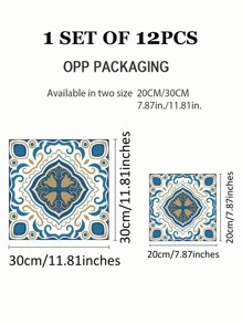 12pcs Vintage Mandala Pattern Waterproof Floor Sticker, PVC Self-adhesive Floor Decorative Sticker For Home Decor - Multicolor - View 5