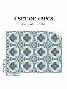 12pcs Vintage Mandala Pattern Waterproof Floor Sticker, PVC Self-adhesive Floor Decorative Sticker For Home Decor - Multicolor - View 10