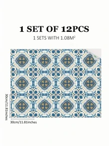 12pcs Vintage Mandala Pattern Waterproof Floor Sticker, PVC Self-adhesive Floor Decorative Sticker For Home Decor - Multicolor - View 9