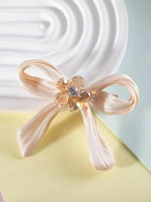 1入組女性釘珠和蝴蝶結裝飾時尚鴨嘴夾適用於頭髮裝飾用品 - 彩色 - 查看 2