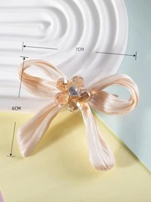 1入組女性釘珠和蝴蝶結裝飾時尚鴨嘴夾適用於頭髮裝飾用品 - 彩色 - 查看 3