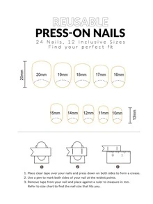 Get Glamorous with 24pcs Short Oval Graphic Fake Nail & 1sheet Tape & 1pc Nail File - Multicolor - View 5