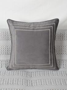 1pc Simple Square Pattern Dark Grey Cushion Pillow, Modern Soft Throw Pillow For Household - Dark Grey - View 4