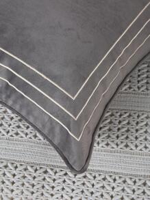 1pc Simple Square Pattern Dark Grey Cushion Pillow, Modern Soft Throw Pillow For Household - Dark Grey - View 6