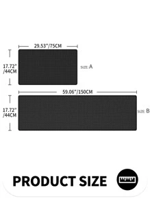 1pc Simple Black Durable Mat, Polyester Waterproof Anti-slip Floor Mat For Household - Black - View 5