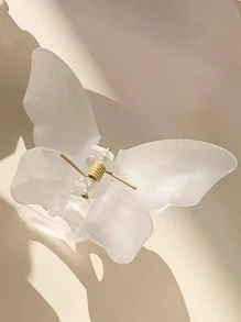 1入組女士白色蝴蝶設計時尚發髻夾，可愛的髮飾 - 白色 - 查看 2