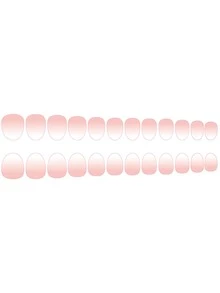 Get Glamorous with 24pcs Short Oval Graphic Fake Nail & 1sheet Tape & 1pc Nail File - Multicolor - View 7