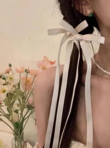 2pcs Women Bow Decor Preppy Style Hair Clip For Hair Decoration